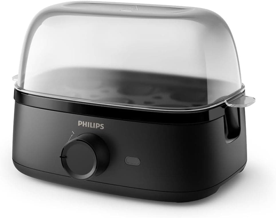 Philips Yumurta Pişirici 3000 Serisi, Aile Boyu 6 Yumurtaya Kadar (yumuşak, orta, sert, poşe), Kolay temizlenir, Poşe Tepsisi ve Yumurta Delici Aksesuarı, 400W Güç, Kompakt Tasarım (HD9137/91)