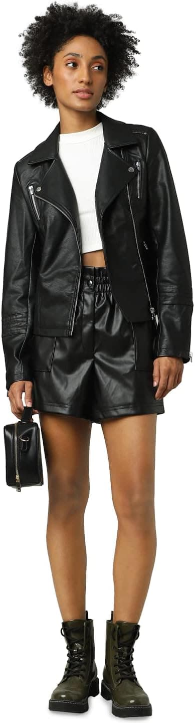 ONLY Kadın ONLGEMMA FAUX LEATHER BIKER OTW NOOS Deri Ceket