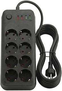 Orret Home 8 Priz 2 USB 2 Type-C Girişli Akım Korumalı Uzatma Kablosu 2 Metre, Açma Kapama Düğmeli Çoklu Priz, USB Şarjlı Termal Korumalı Priz Uzatma Kablosu