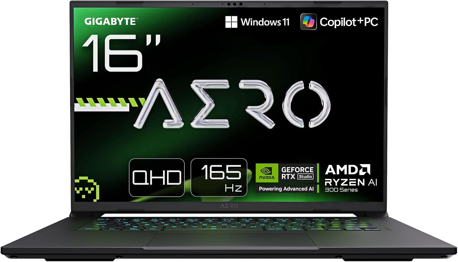 GIGABYTE AERO X16 Slim Gaming Notebook, 16 inç 165Hz QHD 16:10 IPS Ekran, NVIDIA GeForce RTX 5060 8GB 85W, AMD Ryzen AI 7 350, 16GB DDR5 RAM, 1TB SSD, Windows 11 Home