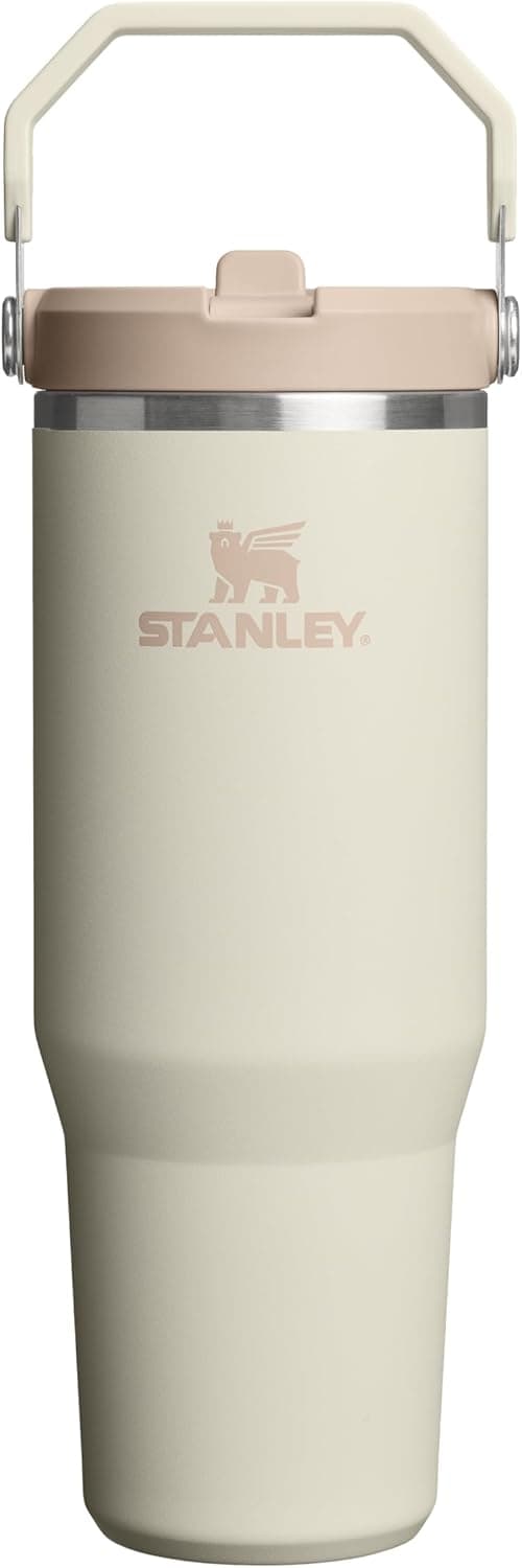 STANLEY IceFlow Flip Straw Tumbler Pipetli Termos Su Şişesi 0.89 Litre - Krem | Paslanmaz Çelik