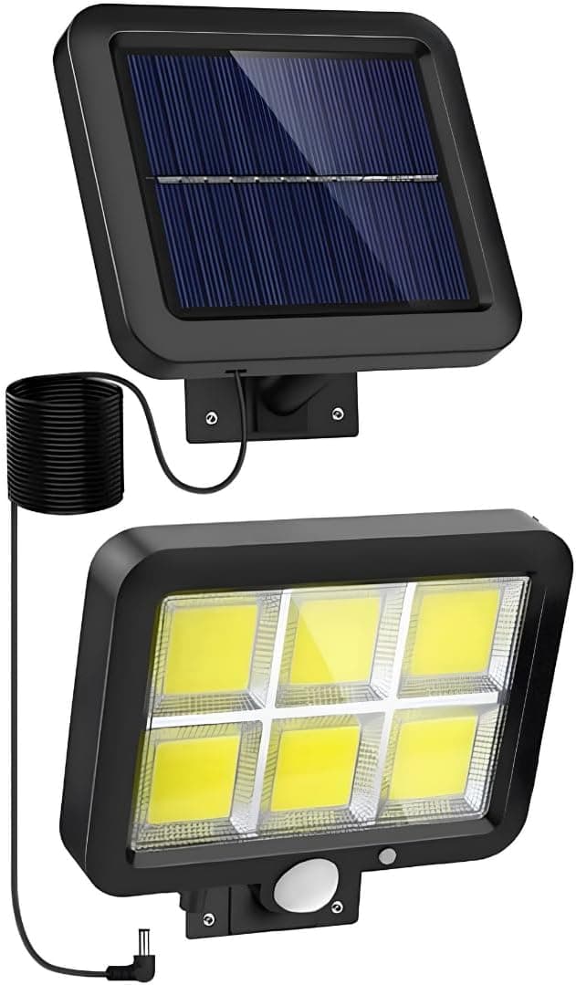 Jouis Kablolu Güneş Enerjili 120 Cob Led Solar Bahçe Aydınlatması - IP65 Su Geçirmez COB LED Hareket Sensörlü Duvar Lambası, 3 Modlu Dış Mekan Solar Projektör Projektör Aydınlatma