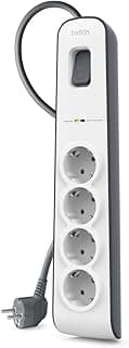Belkin Surgemaster 4'lü priz, yüksek gerilim korumalı (2 m kablo) beyaz/gri BSV400vf2M