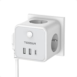 TESSAN Enchufe 2 Port USB C, 6 ve 1 Cubo Cargador Ladron Enchufes Triple con 1 Tipo C, Enchufe Multiple Pared con Switch, Enchufe USB C Uyumlu con Phone, Pad, Hogar Oficina | 3 USB ile üçlü çoklu duvar, anahtarlı çoklu duvar, priz duvar telefonu, ped, ev ofis ile uyumlu