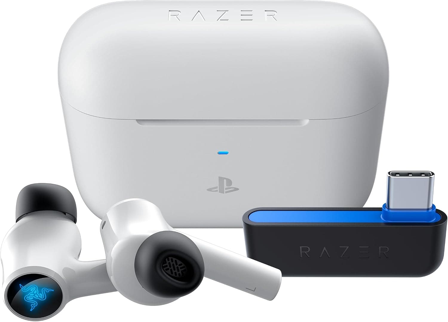 Razer Hammerhead HyperSpeed - Playstation için Kablosuz Çoklu Platform Oyun Kulaklığı (HyperSpeed Kablosuz, Aktif Gürültü Önleme, Bluetooth 5.2, 30 Saate Kadar Pil Ömrü) Beyaz