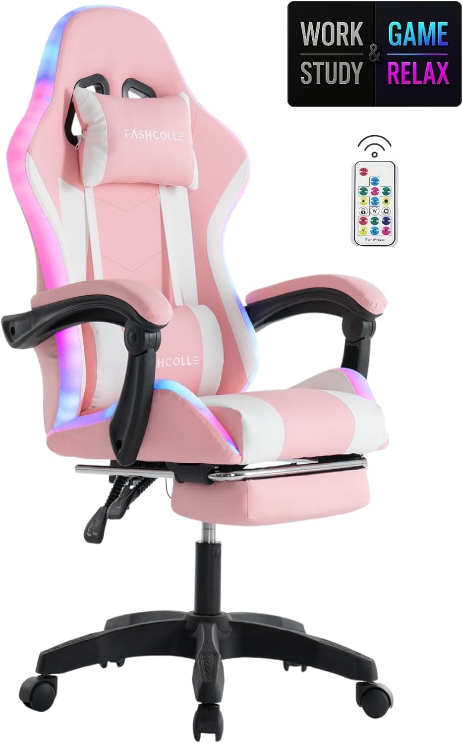 Pink Star Işıklı - Masaj Özellikli Oyuncu Koltuğu Pembe-Beyaz