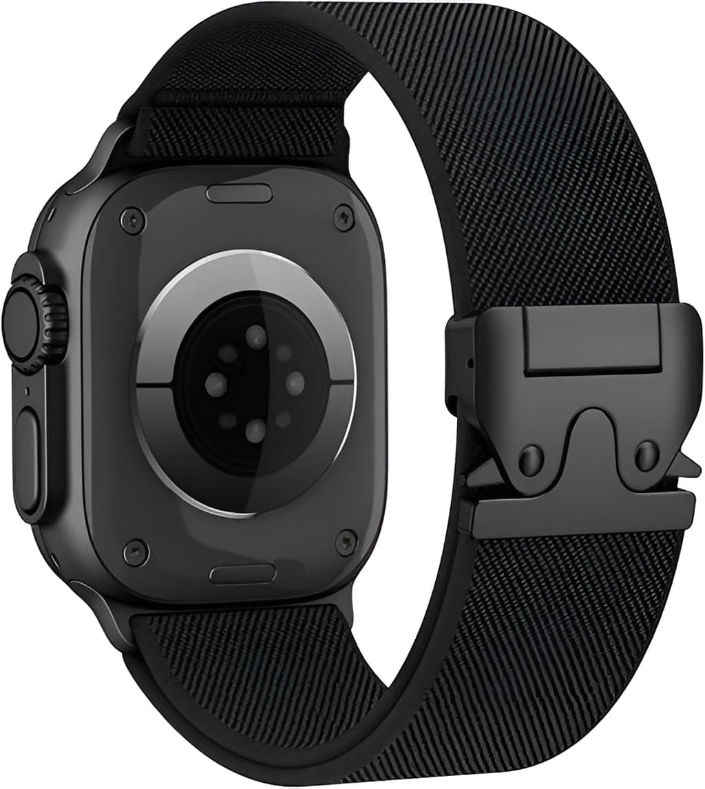 Minesk Apple Watch ile Uyumlu Elastik Spor Bileklik 49mm 46mm 45mm 44mm 42mm için Ayarlanabilir Paraşüt Tokalı Naylon Kumaş Kordon Kayış