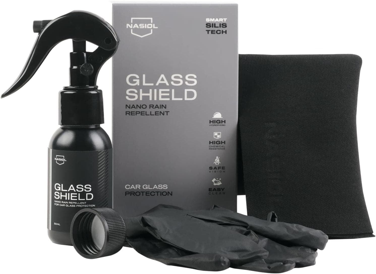 Nasiol Glasshield Araç Nano Yağmur Kaydırıcı Ve Su İtici Sprey-50 Ml-2 Yıl Etkili-Cam Koruma,Otomobil,Motosiklet Cam,Ayna Su Kaydırıcı,Yağmur Tutmaz Nano Kaplama