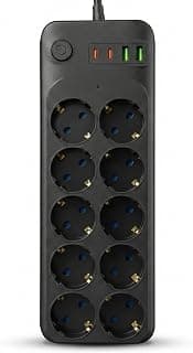 Akım Korumalı Çoklu Priz, 2 Adet USB 2 Adet Type-C Girişi, 10 Adet Priz Girişi, 2500W Termal Akım Korumalı, 2 Metre Kablo Uzunluğu, Hızlı Şarj Destekli, Tüm Cihazlar İle Uyumlu Çoklu Şarj İstasyonu