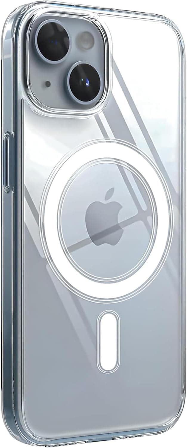 Minesk iPhone 15 için Magsafe ile Uyumlu Şeffaf Kılıf Kristal Berraklığında Materyal Polikarbonat Arka Kısım ve Silikon Kenarlar Wireless Kablosuz Şarj Destekli Kılıf Kapak (15)