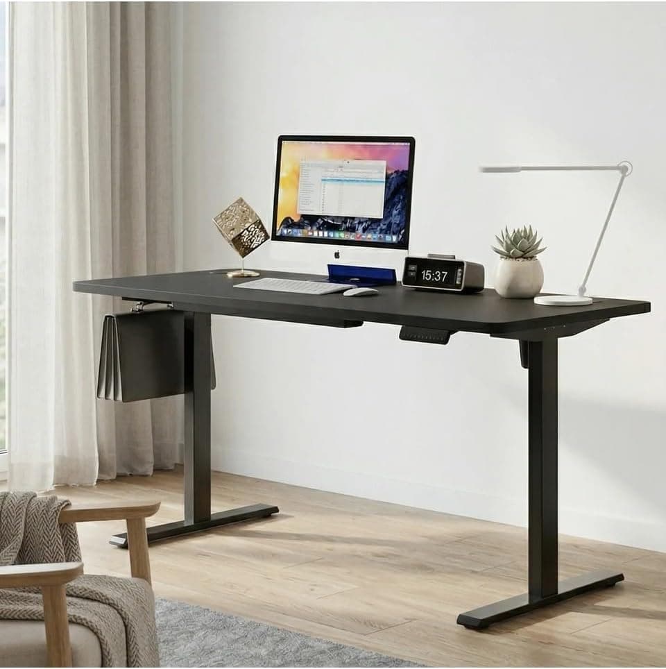 adornist - Yüksekliği Ayarlanabilir Ergonomik Bilgisayar & Çalışma Masası - Tek Motorlu (2 Hafızalı) (Siyah, 160 * 60)