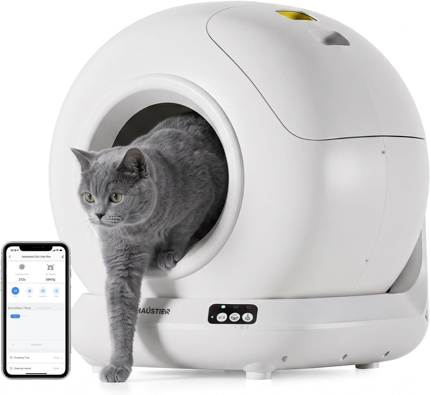 Haustier CLB01 Yeni Nesil Akıllı Otomatik Kedi Tuvaleti, Ağırlık Sensörlü, Uygulama Üzerinden Uzaktan Kontrol, 78Lt İç Hazne, 9lt Çöp Haznesi