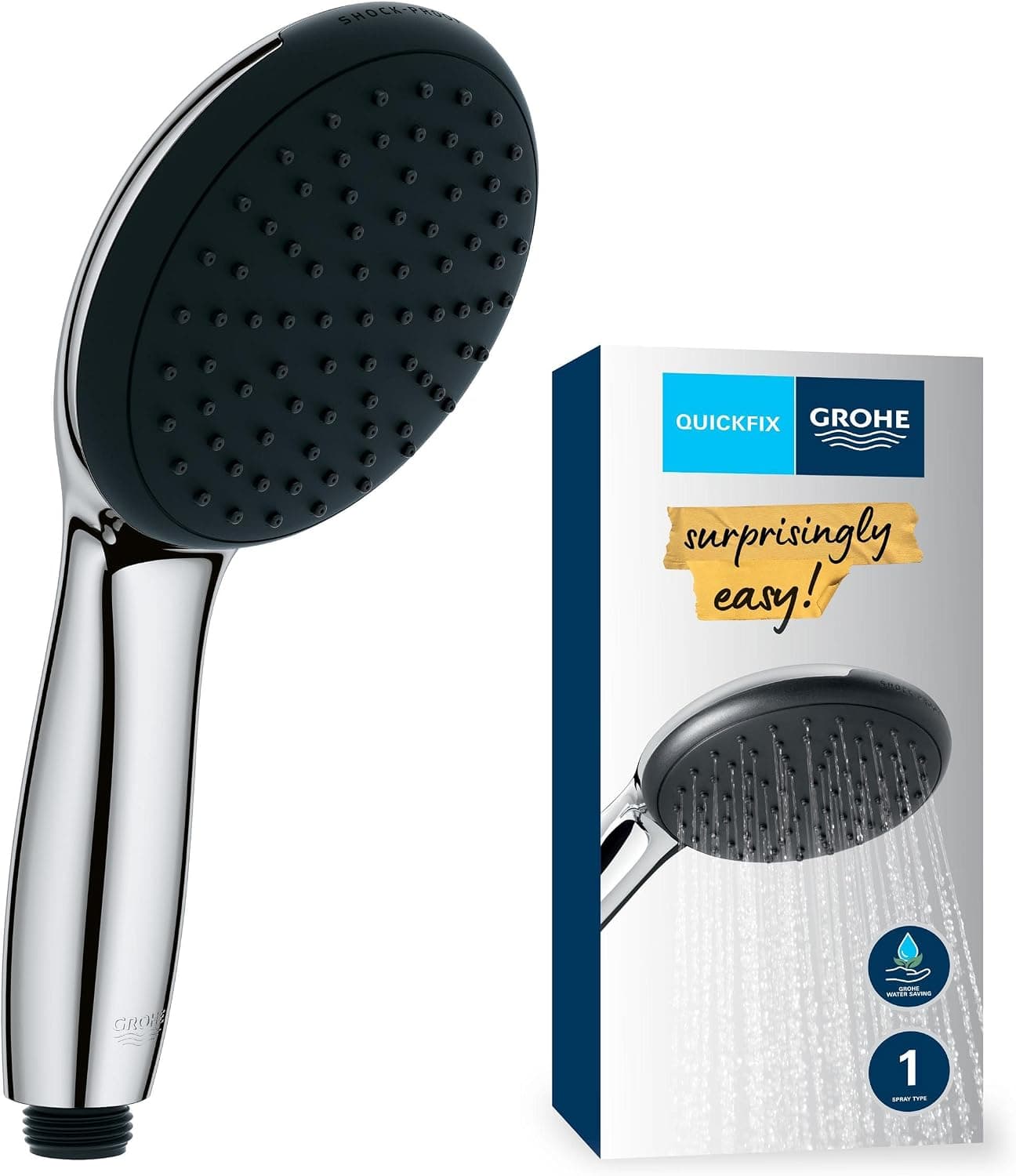 GROHE Vitalio Start 110 El Duşu, 1 Akışlı Yağmur Duşu, 110mm Yuvarlak Duş Başlığı, Kireç Önleyici Sistem, Krom, 27940001