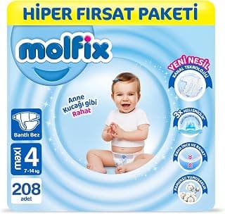 Molfix Kanal Teknolojisi Hiper Fırsat Paketi 4 Beden Maxi 208 Adet