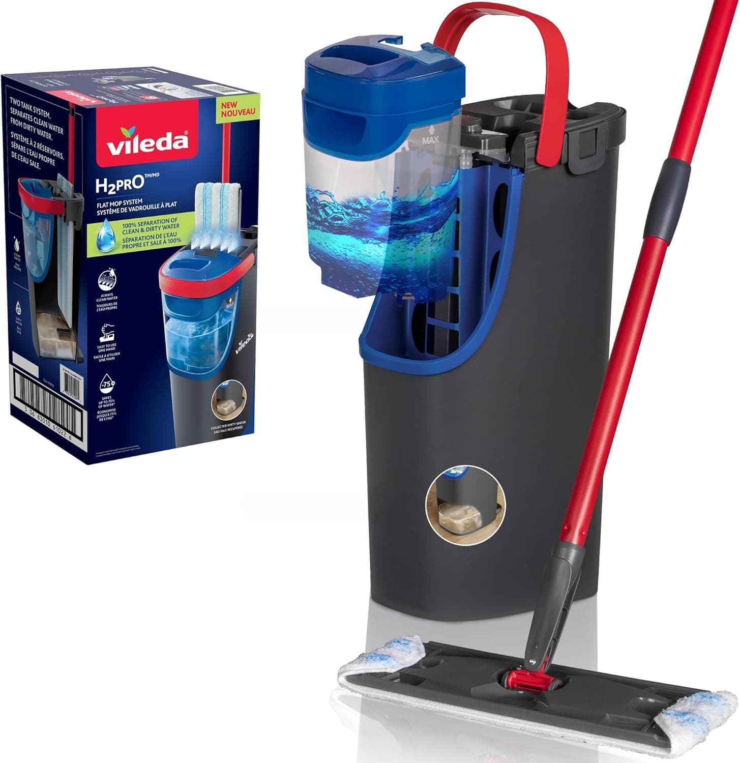 Vileda H2PRO%100 Kirli ve Temiz Suyu Ayıran Temizlik Seti & Mikrofiber Mop