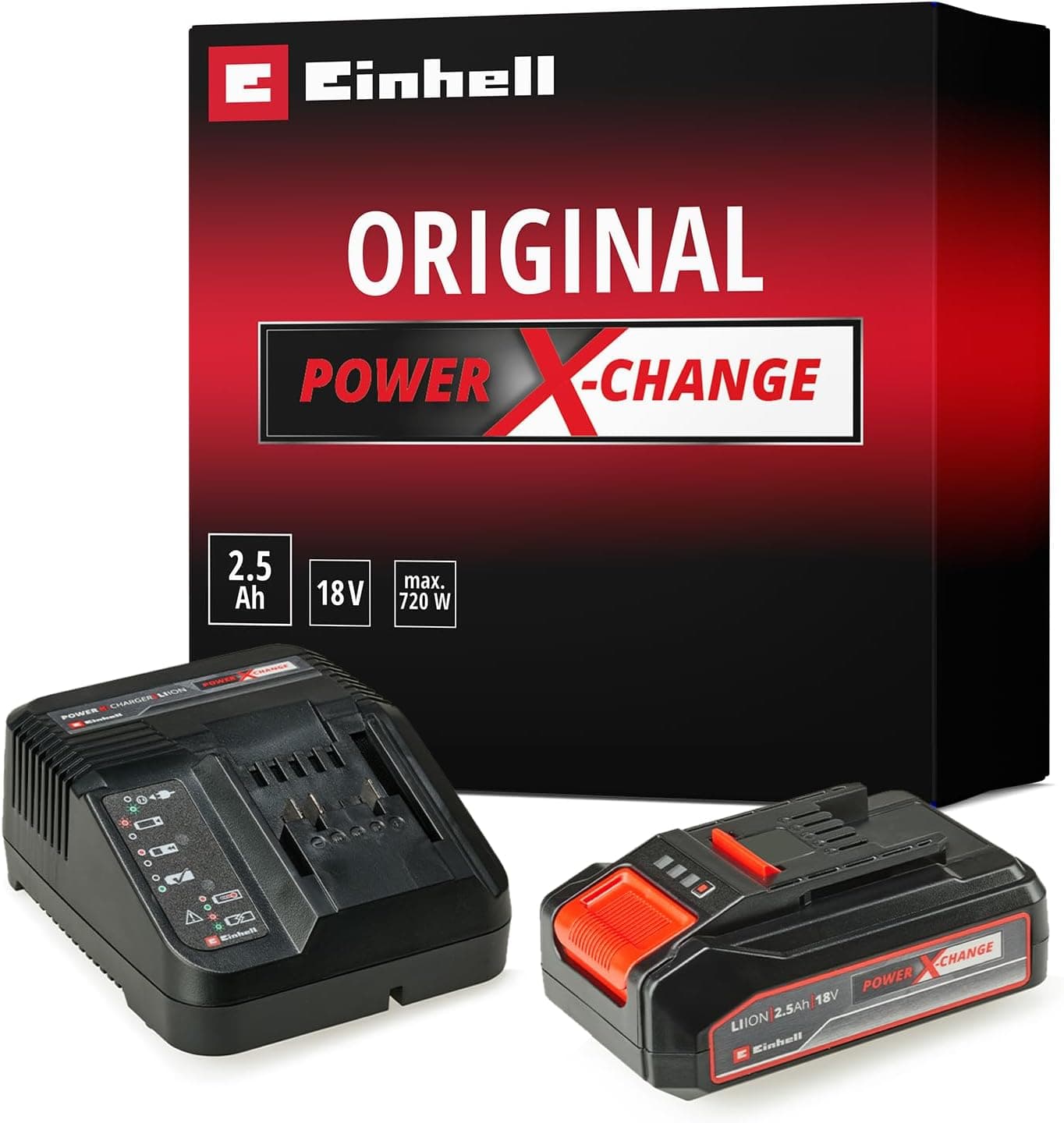 Einhell Orijinal Starter Kit 2,5 Ah PXC 4512097 | 18 V | 720 W | akü + 3A şarj cihazı | 50 dak. şarj süresi | PXC | Li-ion | şarj yönetimi | LED gösterge
