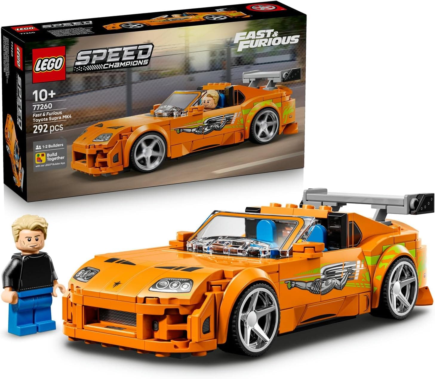 LEGO Speed Champions Hızlı ve Öfkeli Toyota Supra MK4 77260 | 10 Yaş ve Üzeri Çocuklar için Troy Lee'nin Nuclear Gladiator Grafiğini İçeren Oyuncak Yapım Seti, Hediye Fikri (292 Parça)