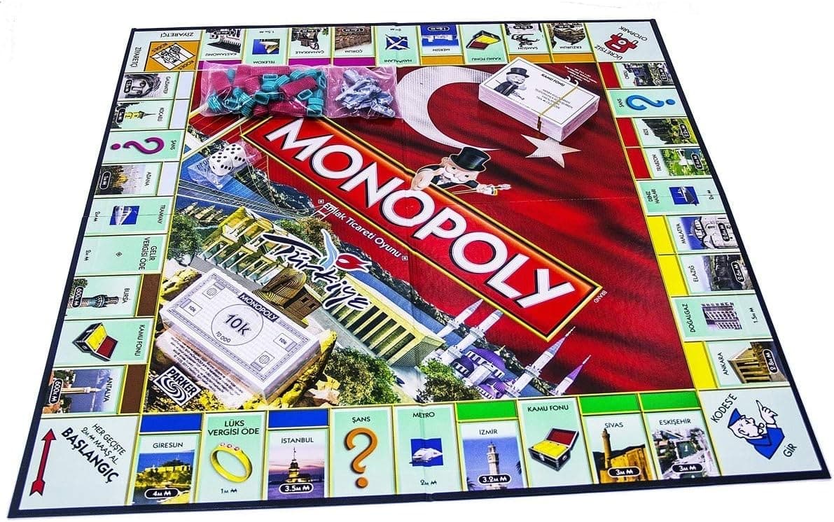 Monopoly Türkiye Sürümü Kutu Oyunu | Aileler ve Çocuklar İçin Eğlenceli Oyun | 8 Yaş ve Üzeri | 2-6 Oyuncu