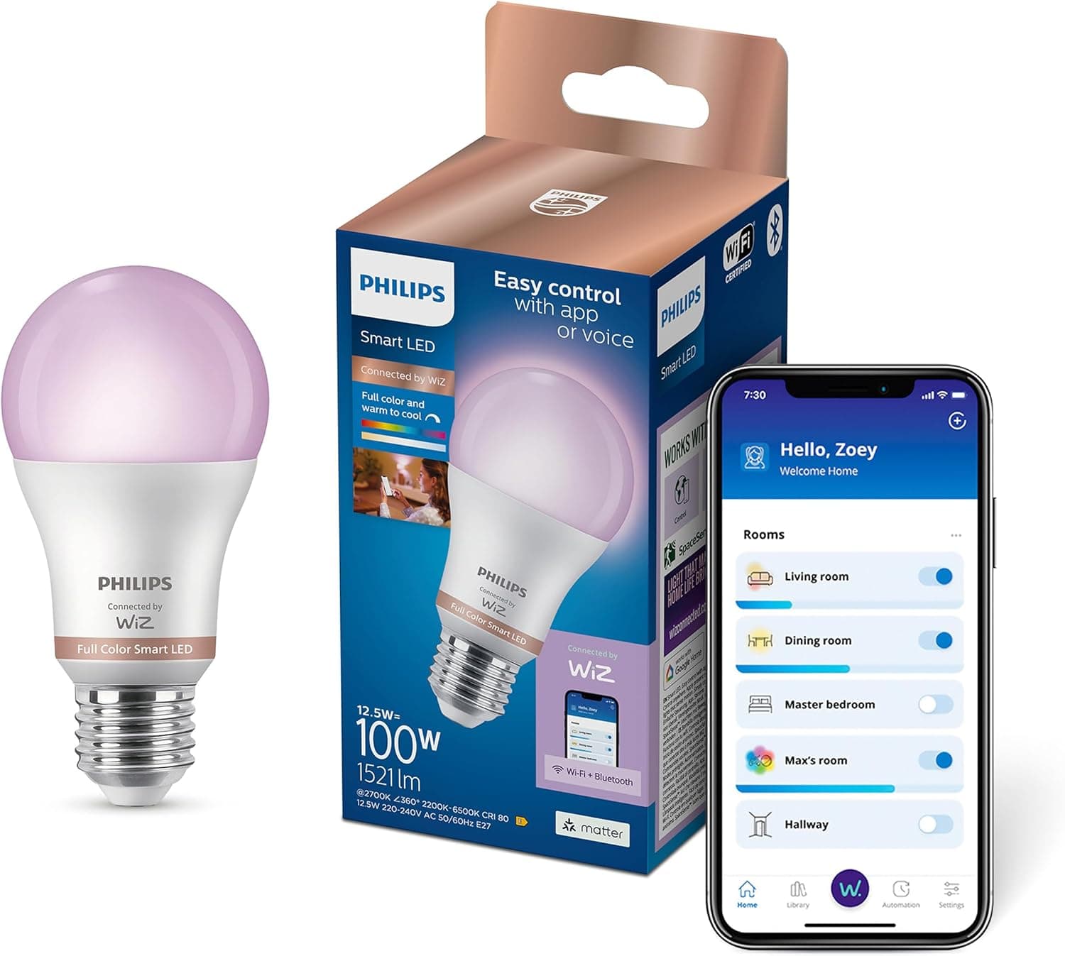 Philips Smart Lighting LED Ampul A60 E27 100W Eşdeğer RGB - Google Home, Alexa, HomeKit ve Matter uyumlu