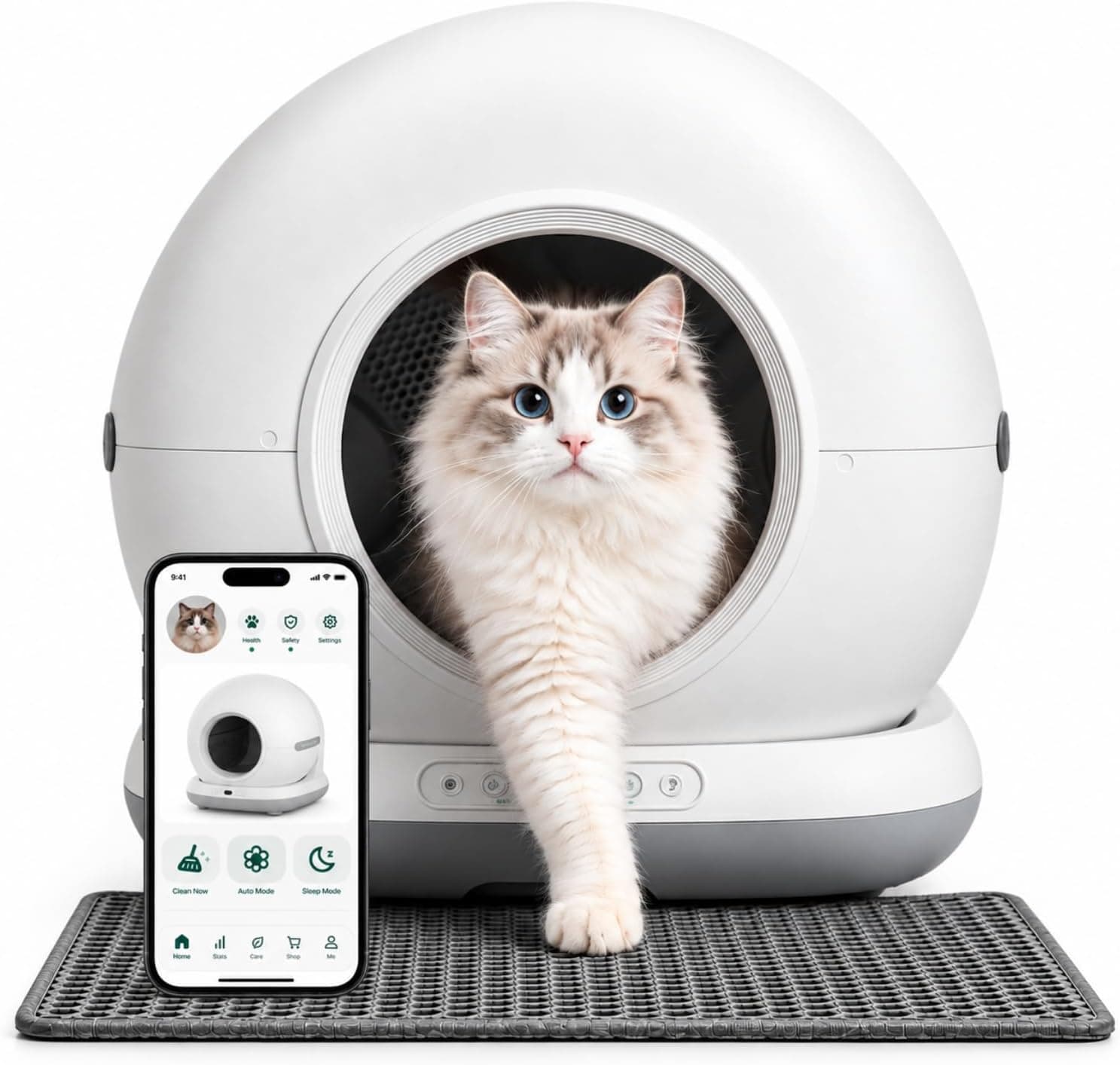 Haustier CB001 Gri Akıllı Otomatik Kedi Tuvaleti, APP ile Uzaktan Kontrol, 75lt Hazne, 7lt çöp haznesi, Ağırlık sensörlü