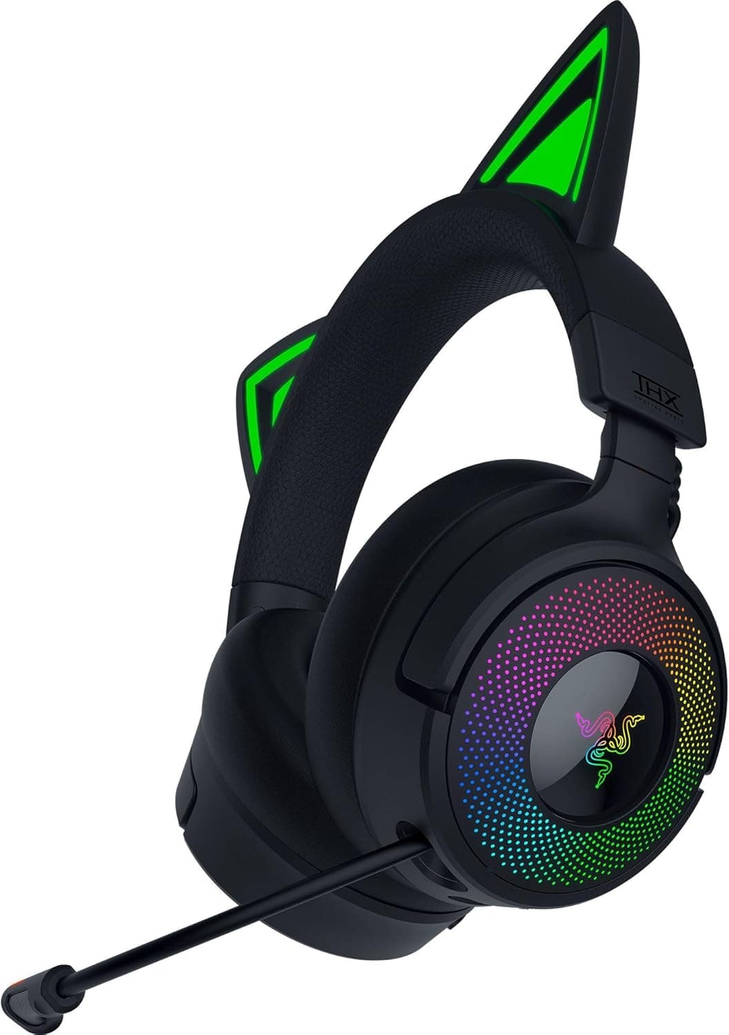 Razer Kraken Kitty V3 Pro - RGB Kitty kablosuz oyun kulaklığı - akış için reaktif kedi kulakları Kulaklık - Triforce 40 mm Sürücü - Hyperspeed Kablosuz ve Bluetooth - THX Spatial Audio | Siyah