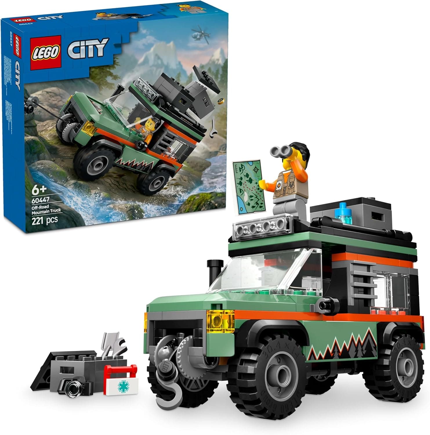 LEGO City 4x4 Arazi Dağ Arabası 60447 | 6 Yaş ve Üzeri Çocuklar için Maceracı Minifigürü İçeren Yaratıcı Oyuncak Yapım Seti, Doğum Günü Hediyesi (221 Parça)