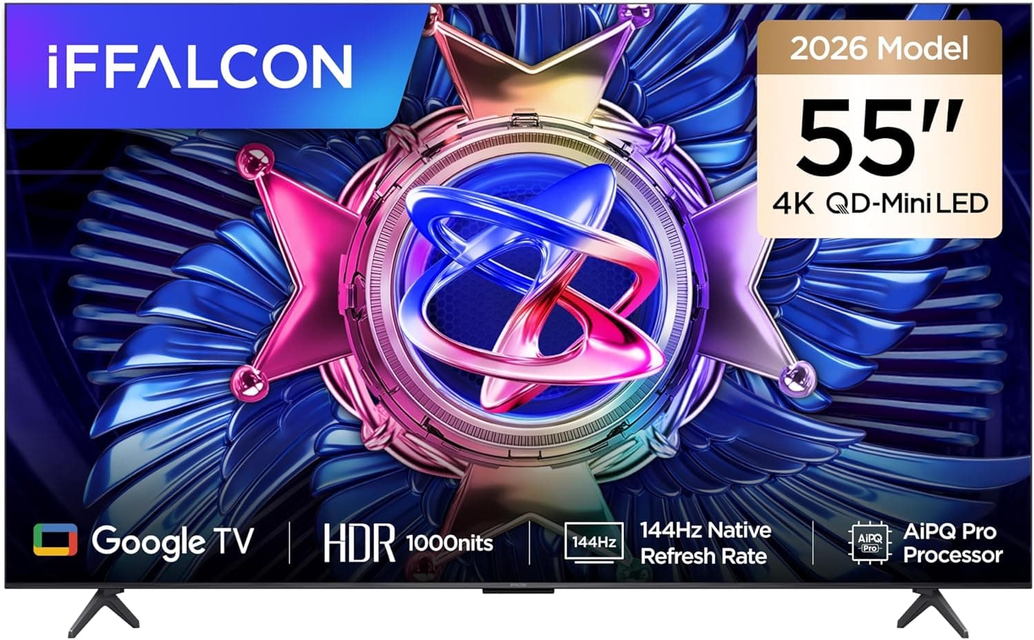 iFFALCON 55U95A 55 İnç Smart TV 4K QD-Mini LED Yüksek Parlaklık HDR 10+ Gaming Google TV, 144Hz Doğal Yenileme Hızı, ONKYO 2.1 Hi-Fi, Dolby Vision Atmos, MEMC, AI Modu, Game Master (3-Yıl Garanti)
