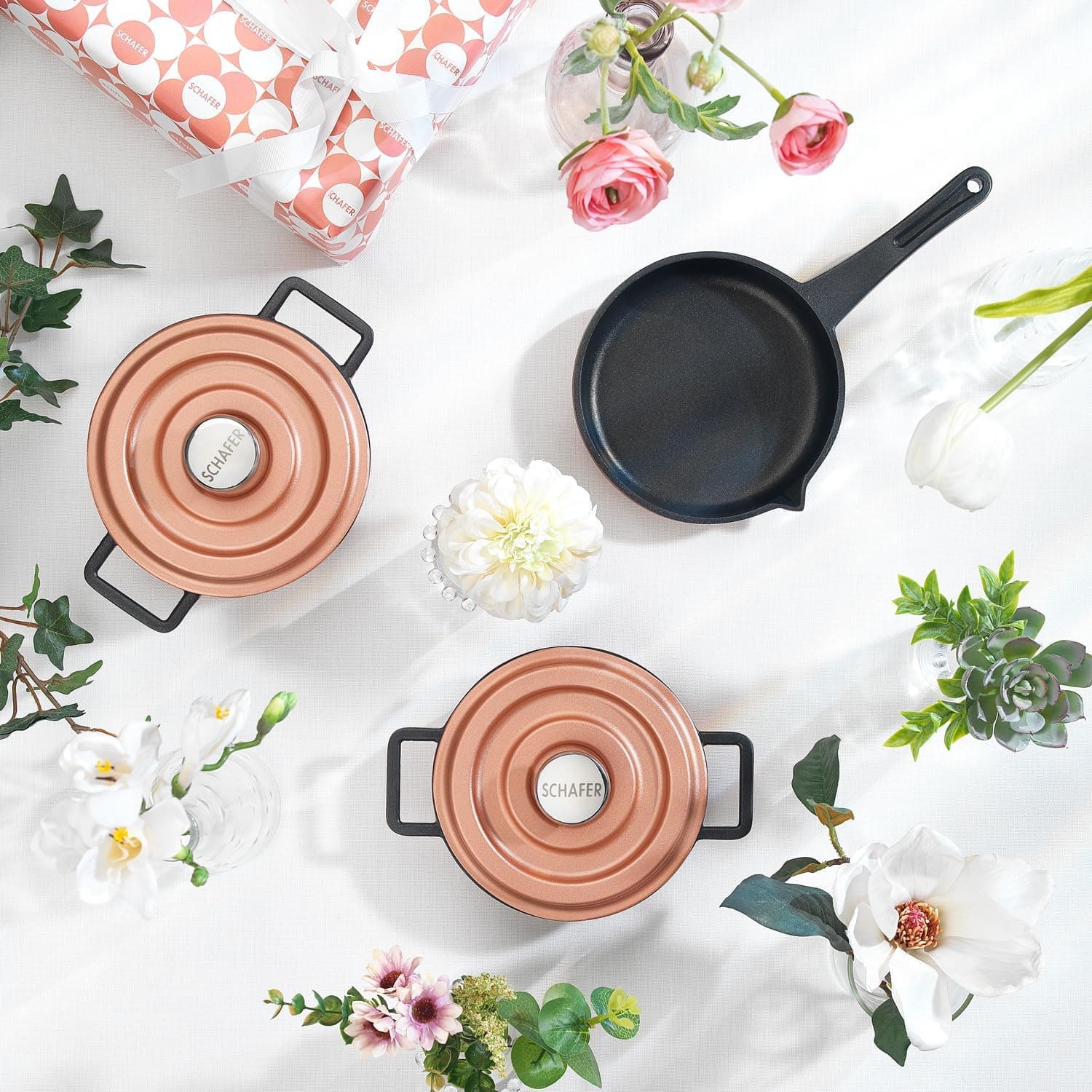 Schäfer Pro Cast Mini Döküm Tencere Seti 5 Parça-Rosegold