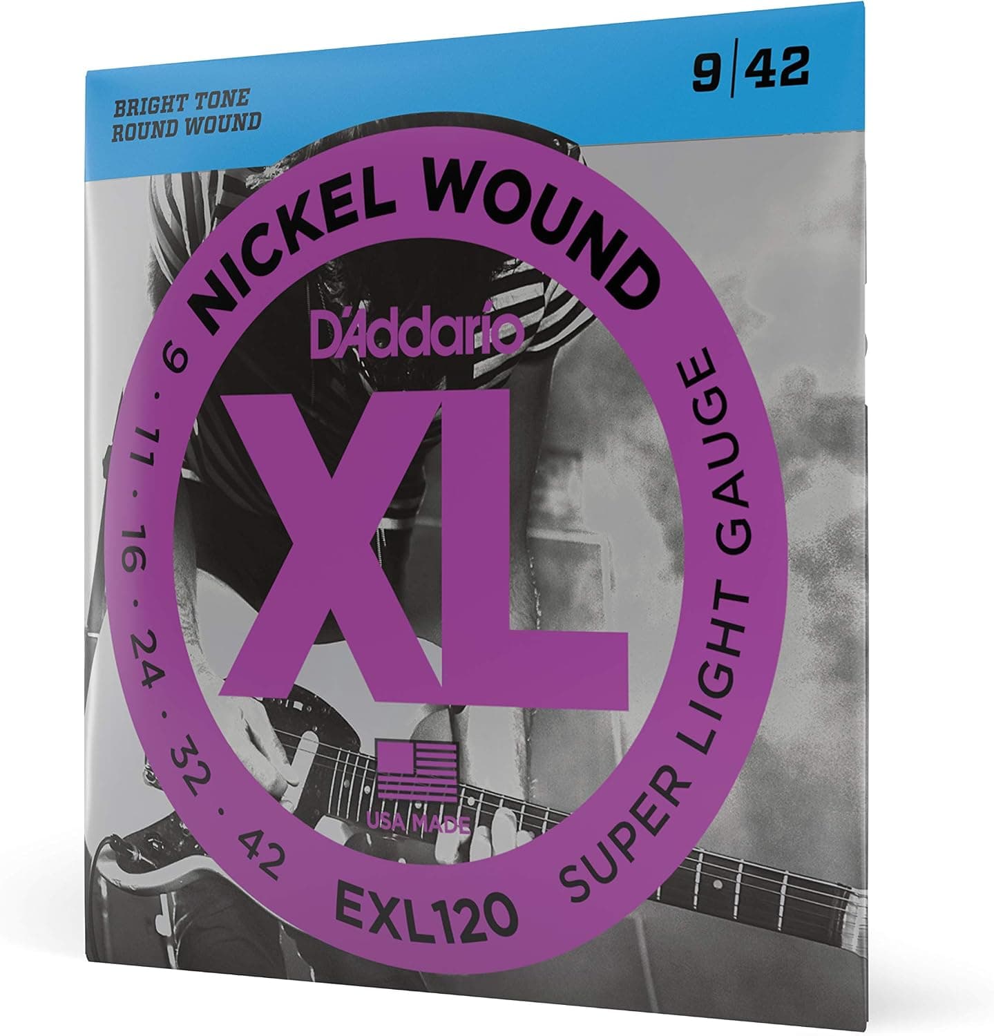 Daddario Exl120 Elektro Gitar Tel Seti, Xl, 9-42, Nickel Wound, Su | XL nikel elektro gitar telleri parlak ses, hassas tonlama, yüksek dayanıklılık ve eşit çalma hissi sunar.