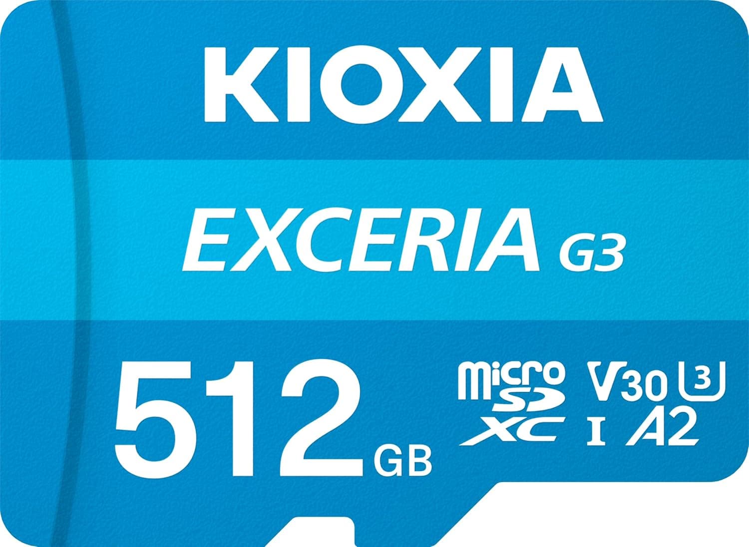 KIOXIA EXCERIA G3 512GB microSDXC Hafıza Kartı – UHS-I U3 V30 C10 A2, 160/50MB/s'ye Kadar, 4K
