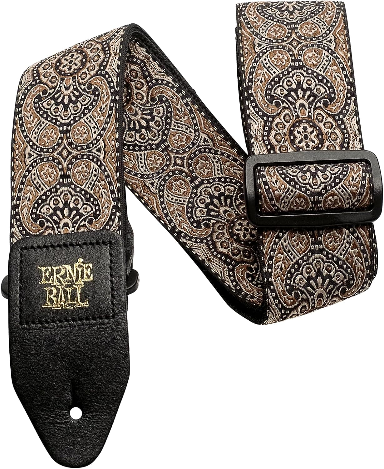 Ernie Ball Jacquard Weave Gitar Askısı Kalıbı: Gold Black Paisley