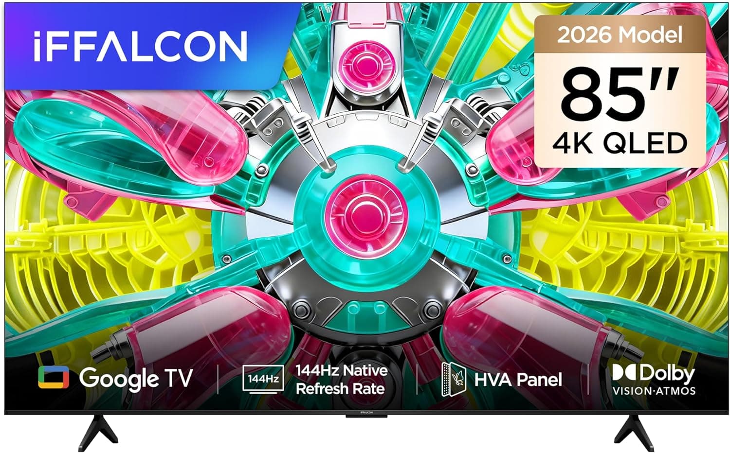 iFFALCON 85U75A 85 İnç Smart TV 4K QLED Renkli Quantum Crystal HDR 10+ Gaming Google TV, 144Hz Doğal Yenileme Hızı, Dolby Vision Atmos, DTS Virtual X, MEMC, Game Master (3-Yıl Garanti)