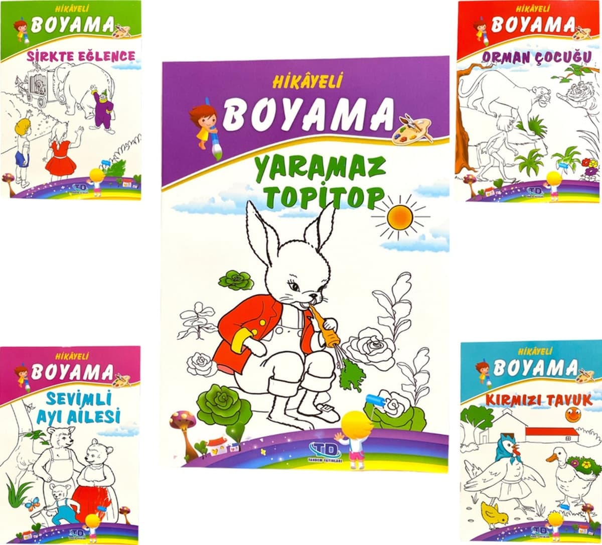 Hikayeli Boyama Kitapları 5'li Hikaye İle Boya