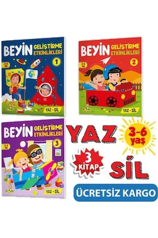 Beyin Geliştirme Etkinlikleri Yaz-Sil Kitaplar 3-6 Yaş