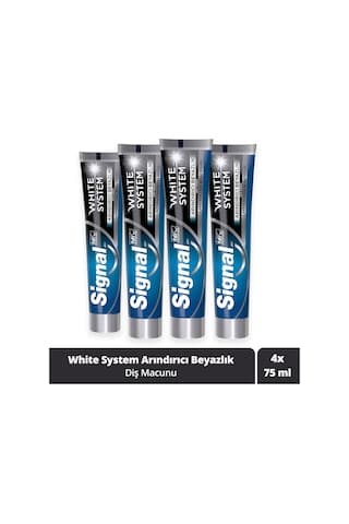 Signal White System Beyazlık Aktif Karbon Diş Macunu 4 x 75 ML