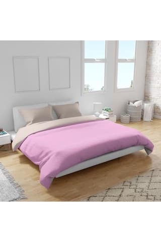 Plain Pembe Krem Ranforce Pamuklu Tek Kişilik Nevresim Takımı