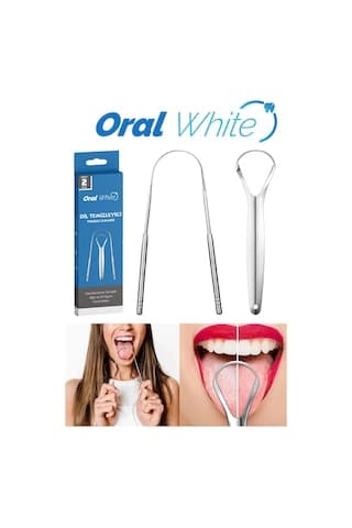 Oral White Paslanmaz Çelik Dil Temizleyici Ve Dil Sıyırıcı 2parça