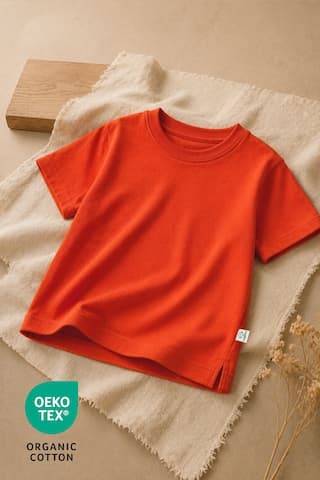 Luppinos Basic 2li %100 Pamuk Bisiklet Yaka Bebek-çocuk Tshirt Set Kiremit