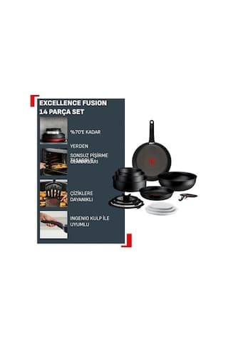 Tefal Ingenio Excellence Fusion Core 9x Büyük Tencere Ve Tava Seti - 14 Parça - Siyah