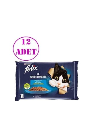 Felix Multipack Somonlu ve Ton Balıklı Yetişkin Kedi Yaş Maması 4 x 85 G 12 Adet