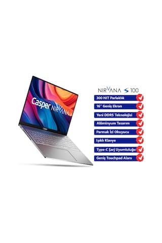 Casper Nirvana S100.1362-DF00X-G-F i7-13620H 32 GB 1 TB NVMe SSD 16" FreeDos Dizüstü Bilgisayar