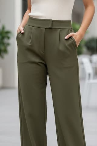 Fit Women Kadın Likralı Cırt Kapamalı Palazzo Pantolon 4433 Haki