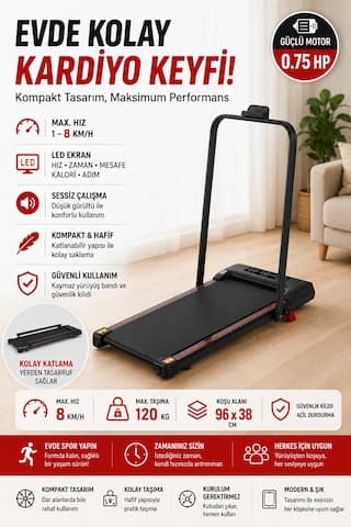 Ekranlı Uzaktan Kumandalı Portatif Bluetoothlu Yürüme Ve Koşu Bandı Rl-895