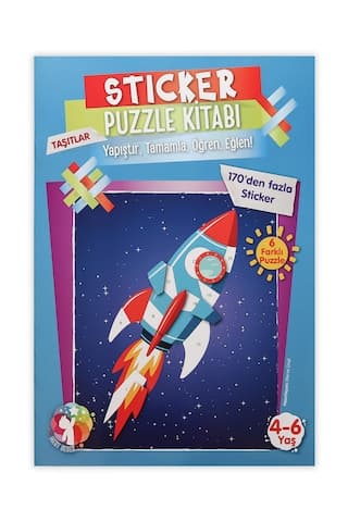 Mert Bebek Sticker Puzzle Kitabı Taşıtlar 4-6 Yaş 170+ Sticker Eğitici Aktivite Kitabı