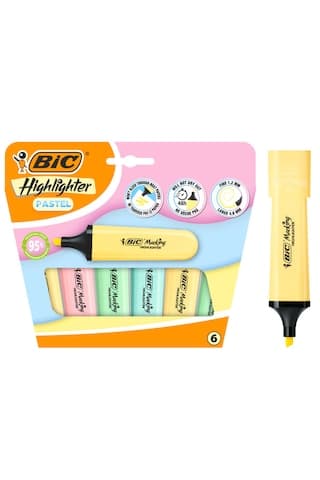Bıc Highlighter Flat Pastel Fosforlu Kalem Seti 6'lı Çok Renkli