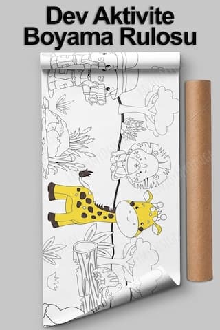 Melolisa Safari Temalı Boyama Kağıdı 2.5 Metre Rulo - Bebek Ve Çocuk Için Eğitici Aktivite Kağıdı