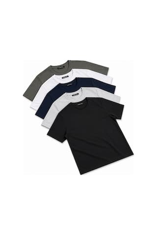 Classics Men Relaxed Fit Basic Kısa Kol Tişört 5'li Siyah-Laci-Beyaz-Gri-Haki