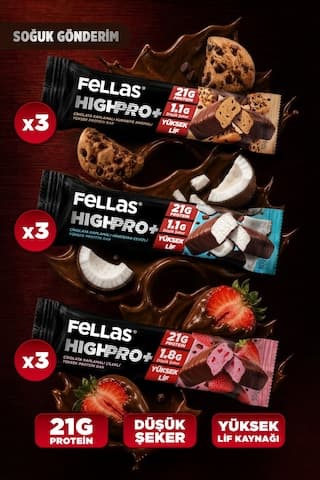 Fellas Çikolata Kaplı Highpro Protein Bar 50gr Karma Kutu 3 X 3