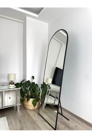 Effe Siyah Metal Çerçeveli 180x70 Ayaklı Boy Aynası