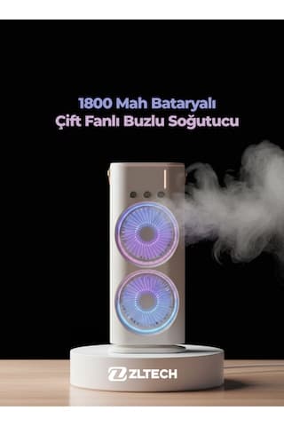 Şarjlı Su Püskürtmeli Buzlu Taşınabilir Fan Soğutucu Çift Fanlı MINI FAN